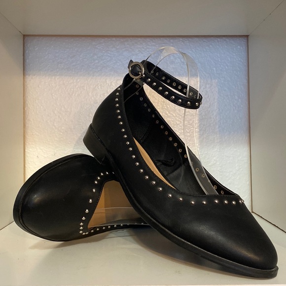 torrid Shoes - Torrid Black Studded Almond Toe Ankle Strap Flat Shoes